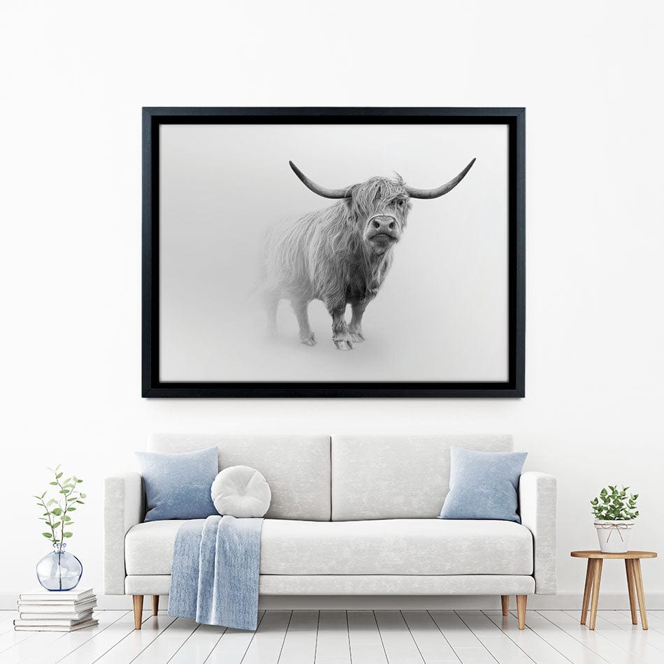 Cow In The Fog Canvas Print wall art product Effect of Darkness / Shutterstock