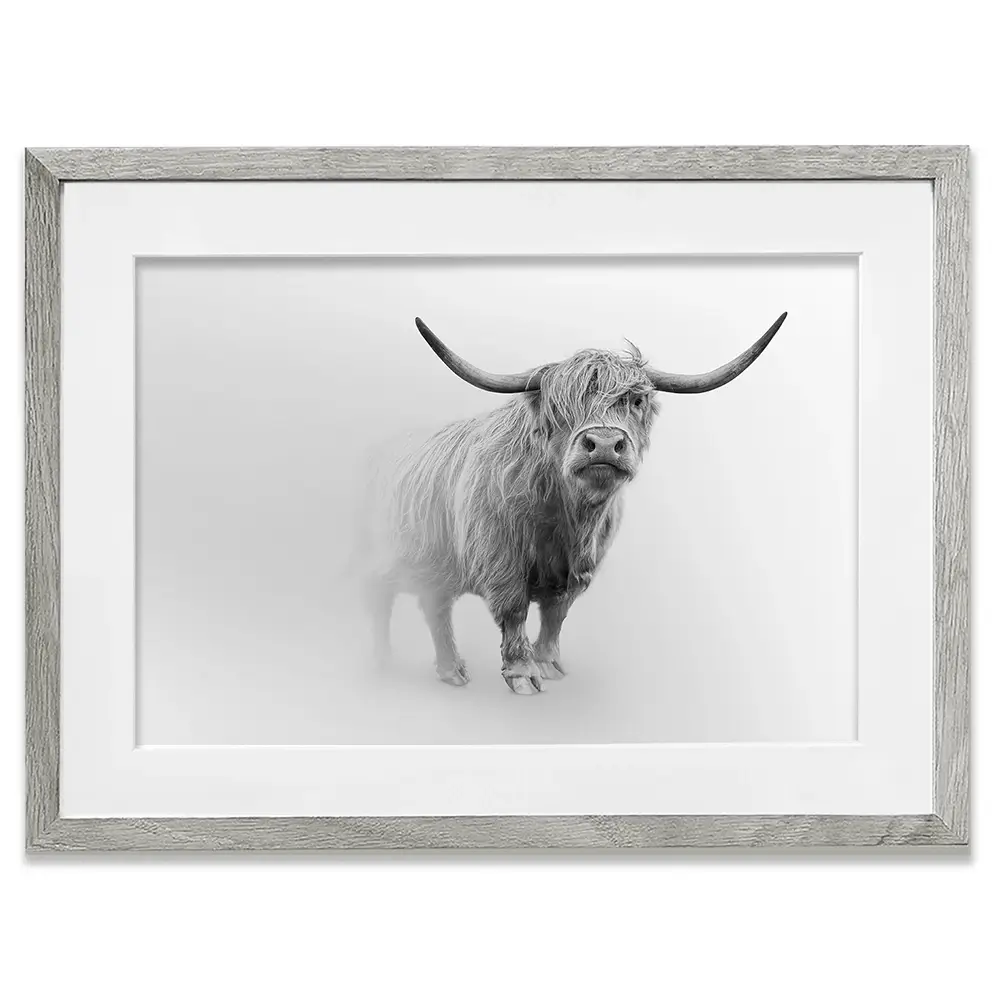 Cow In The Fog Framed Art Print Cow In The Fog Framed Art Print wall art product Effect of Darkness / Shutterstock