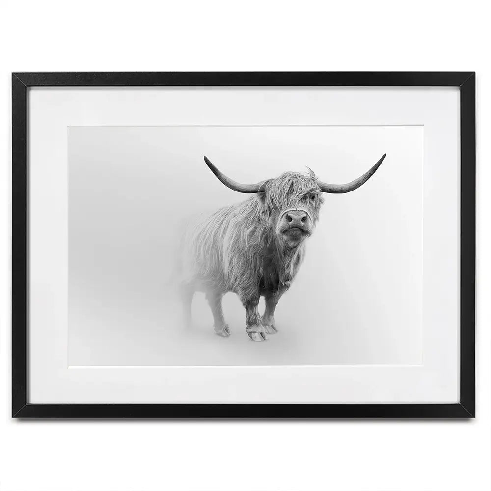 Cow In The Fog Framed Art Print Cow In The Fog Framed Art Print wall art product Effect of Darkness / Shutterstock