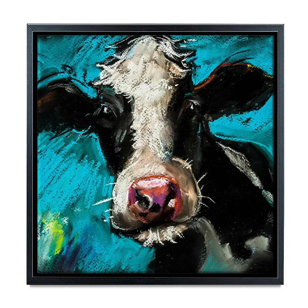 Cow On Blue Square Canvas Print Cow On Blue Square Canvas Print wall art product Ivailo Nikolov / Shutterstock