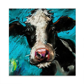Cow On Blue Square Canvas Print Cow On Blue Square Canvas Print wall art product Ivailo Nikolov / Shutterstock