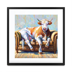 Cow's Day Off Square Framed Art Print Cow's Day Off Square Framed Art Print wall art product Leon Devenice