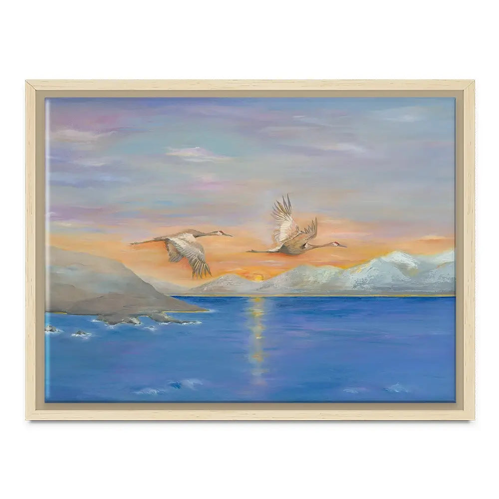 Cranes In Flight At Sunset Canvas Print Cranes In Flight At Sunset Canvas Print wall art product Karen Sutton