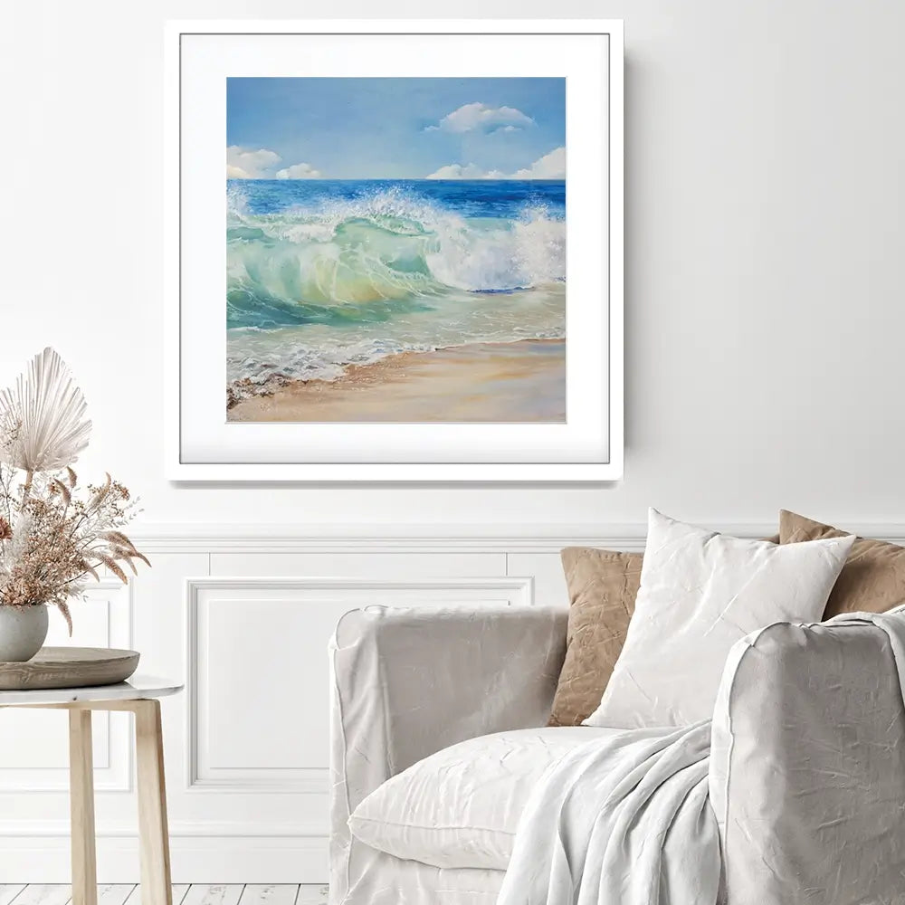 Crashing Waves Square Framed Art Print Crashing Waves Square Framed Art Print wall art product Eizza / Shutterstock