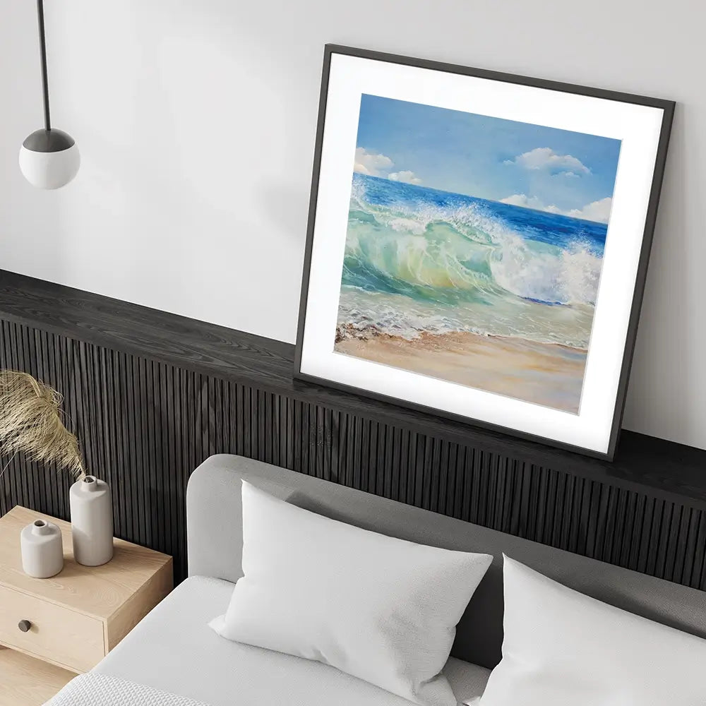 Crashing Waves Square Framed Art Print Crashing Waves Square Framed Art Print wall art product Eizza / Shutterstock