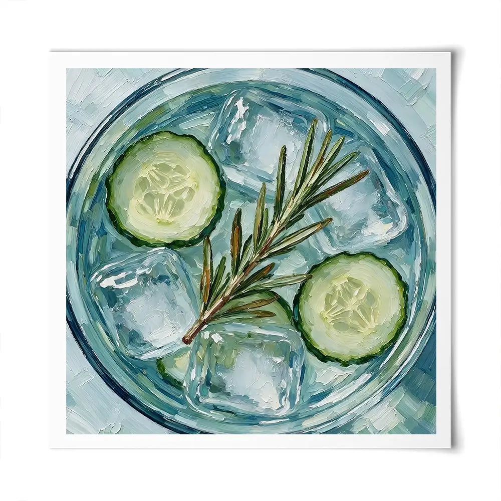 Cucumber And Rosemary Gin And Tonic Cocktail Square Art Print Cucumber And Rosemary Gin And Tonic Cocktail Square Art Print wall art product David Alexander Elder