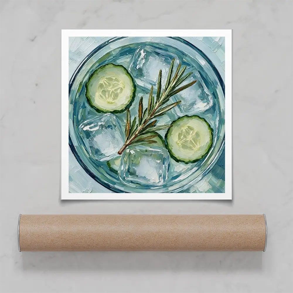 Cucumber And Rosemary Gin And Tonic Cocktail Square Art Print Cucumber And Rosemary Gin And Tonic Cocktail Square Art Print wall art product David Alexander Elder
