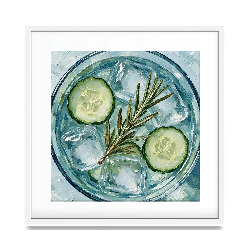 Cucumber And Rosemary Gin And Tonic Cocktail Square Framed Art Print Cucumber And Rosemary Gin And Tonic Cocktail Square Framed Art Print wall art product David Alexander Elder