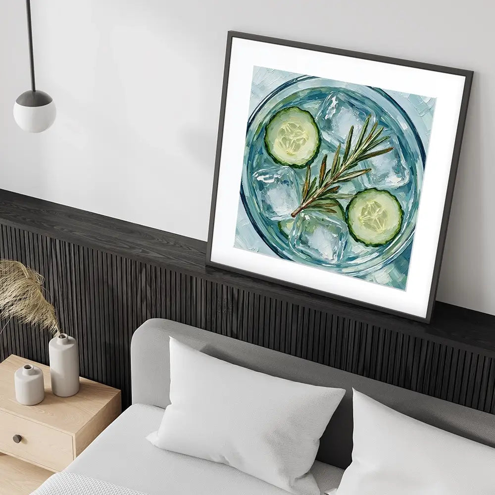 Cucumber And Rosemary Gin And Tonic Cocktail Square Framed Art Print Cucumber And Rosemary Gin And Tonic Cocktail Square Framed Art Print wall art product David Alexander Elder