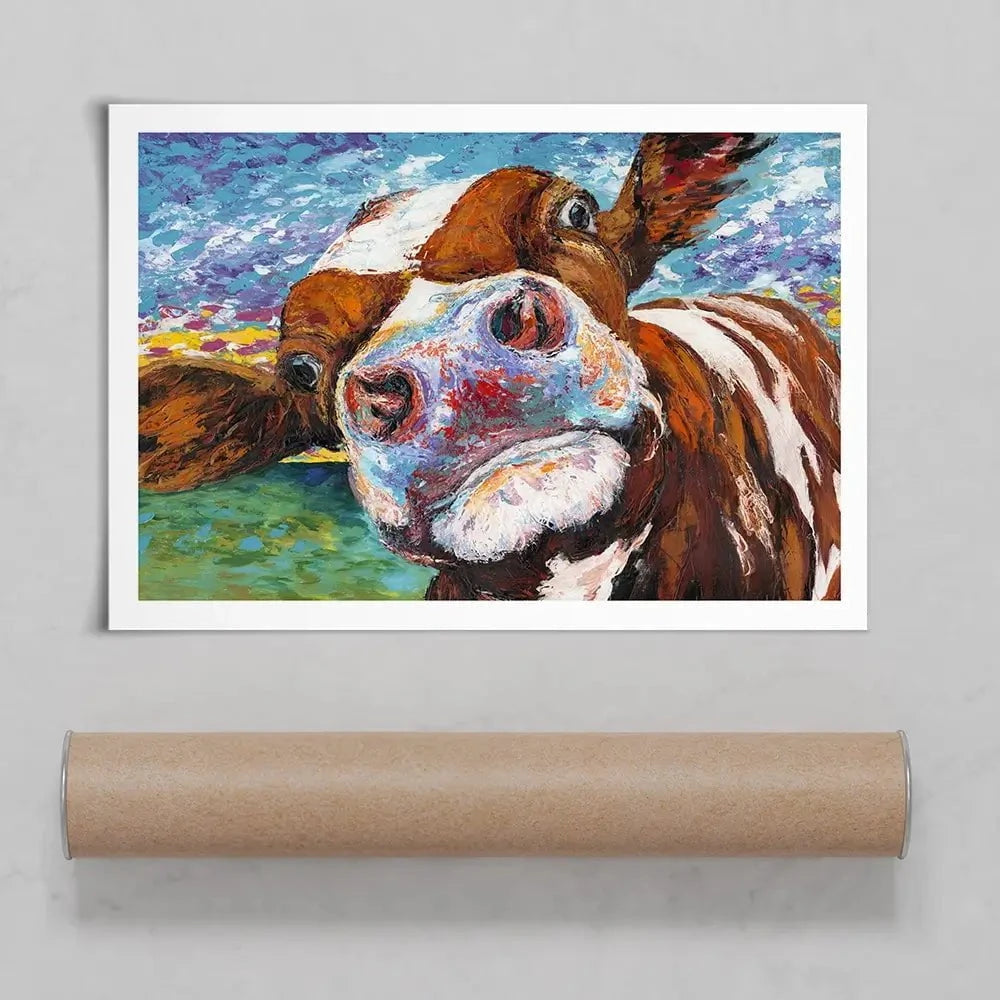 Curious Cow Art Print Curious Cow Art Print wall art product Carolee Vitaletti