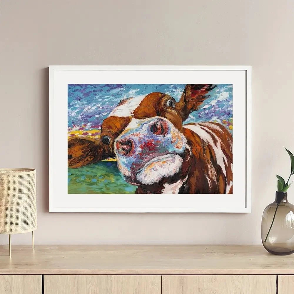 Curious Cow Framed Art Print Curious Cow Framed Art Print wall art product Carolee Vitaletti
