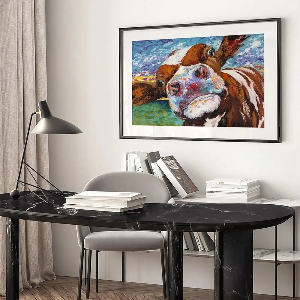 Curious Cow Framed Art Print Curious Cow Framed Art Print wall art product Carolee Vitaletti