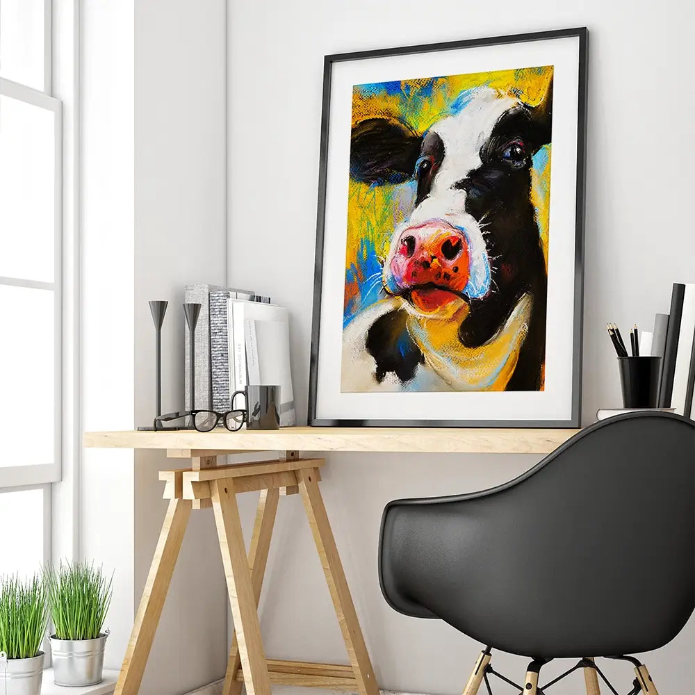 Cute Cow Portrait Framed Art Print Cute Cow Portrait Framed Art Print wall art product Ivailo Nikolov / Shutterstock