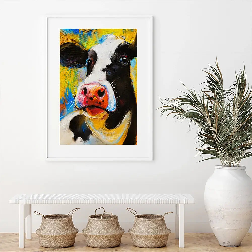 Cute Cow Portrait Framed Art Print Cute Cow Portrait Framed Art Print wall art product Ivailo Nikolov / Shutterstock