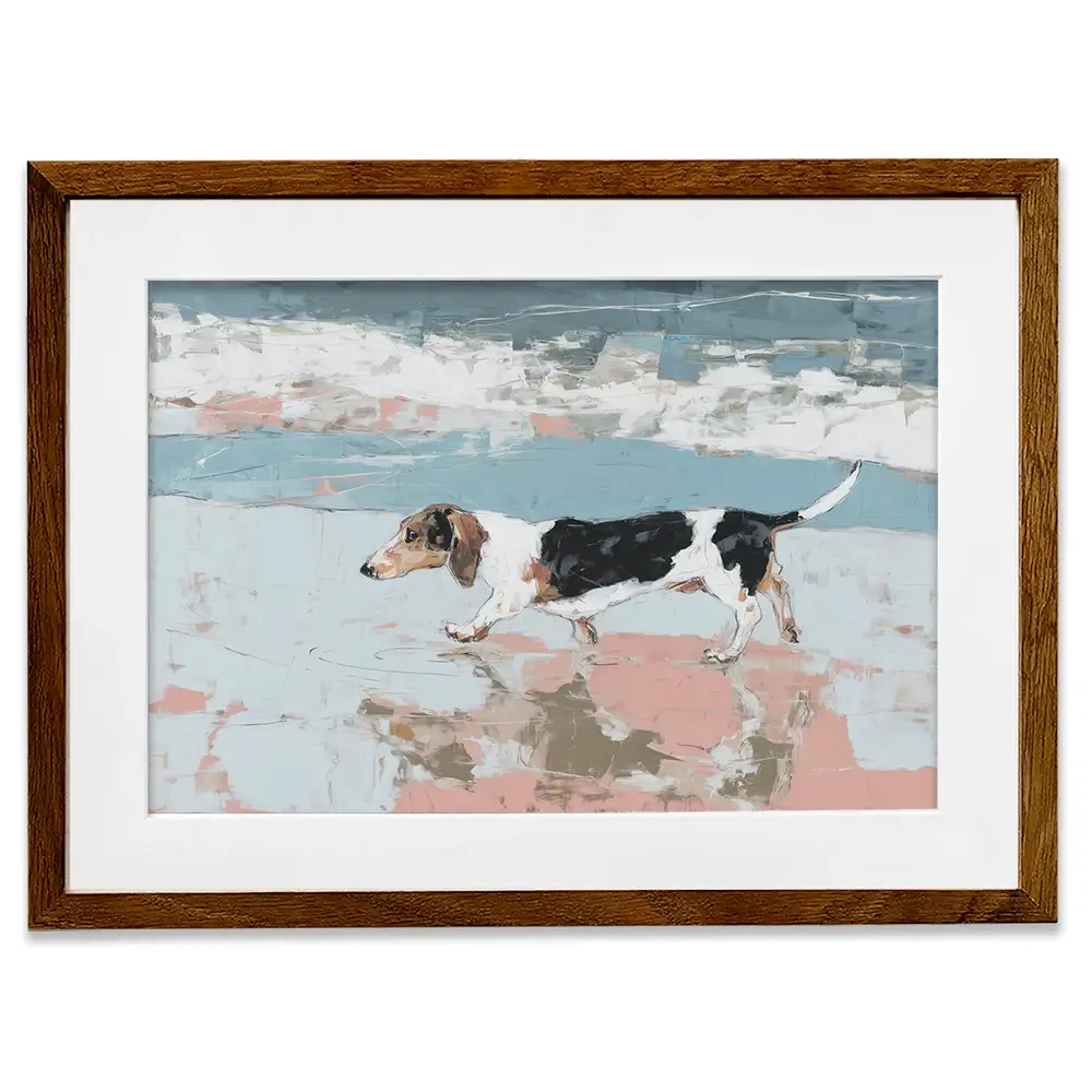 Dachshund At The Beach Framed Art Print Dachshund At The Beach Framed Art Print wall art product Chromatic Storm Studio