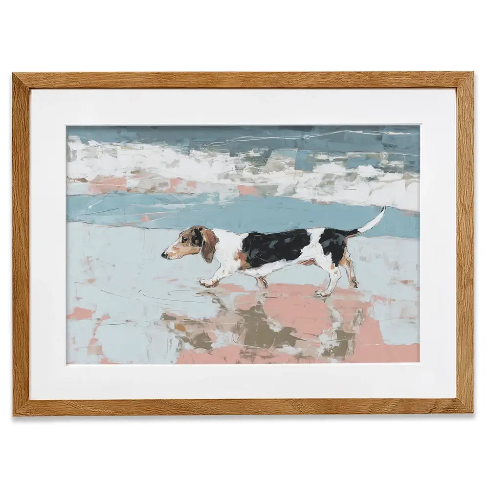 Dachshund At The Beach Framed Art Print Dachshund At The Beach Framed Art Print wall art product Chromatic Storm Studio