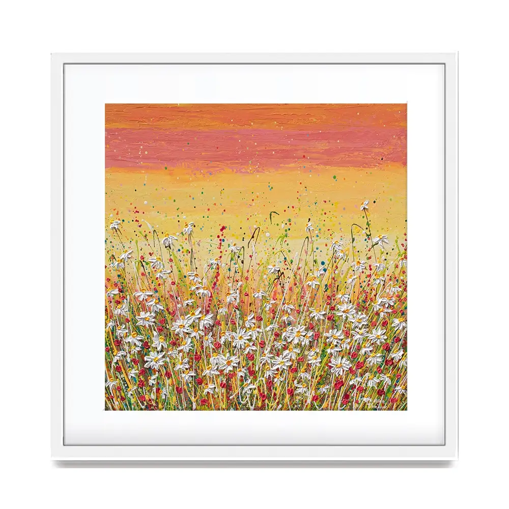 Daisies At Sunset Square Framed Art Print Daisies At Sunset Square Framed Art Print wall art product Olga Tkachyk