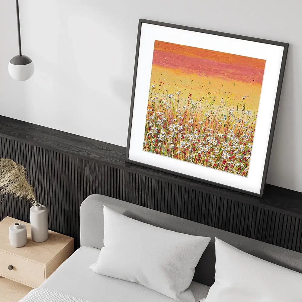 Daisies At Sunset Square Framed Art Print Daisies At Sunset Square Framed Art Print wall art product Olga Tkachyk