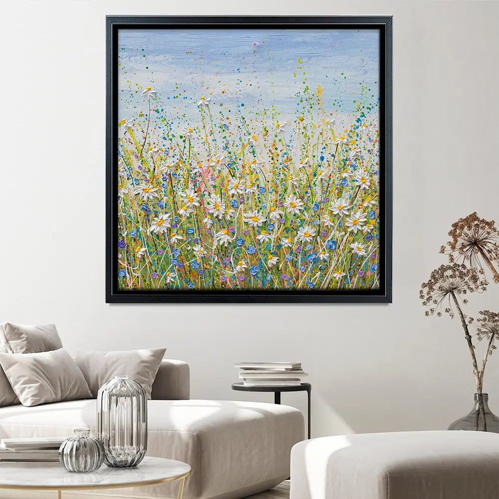 Daisies In July Square Canvas Print Daisies In July Square Canvas Print wall art product Olga Tkachyk