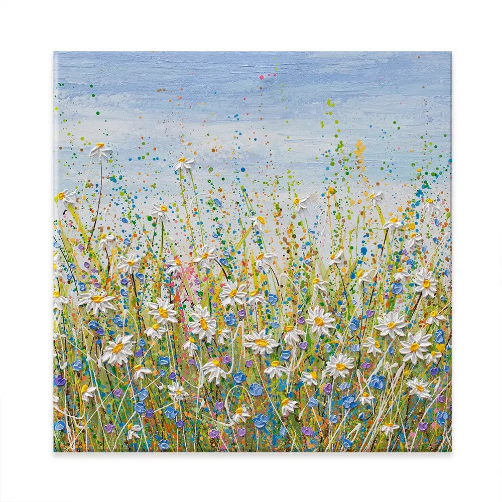 Daisies In July Square Canvas Print Daisies In July Square Canvas Print wall art product Olga Tkachyk