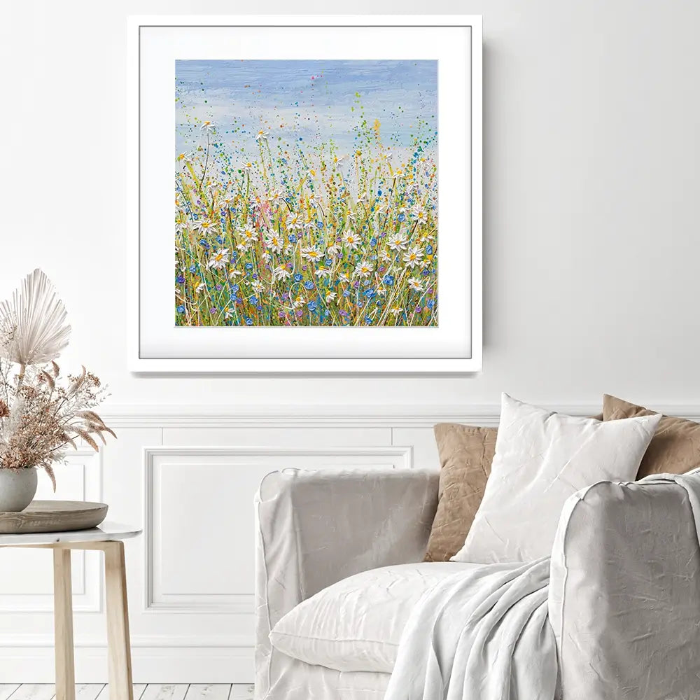 Daisies In July Square Framed Art Print Daisies In July Square Framed Art Print wall art product Olga Tkachyk