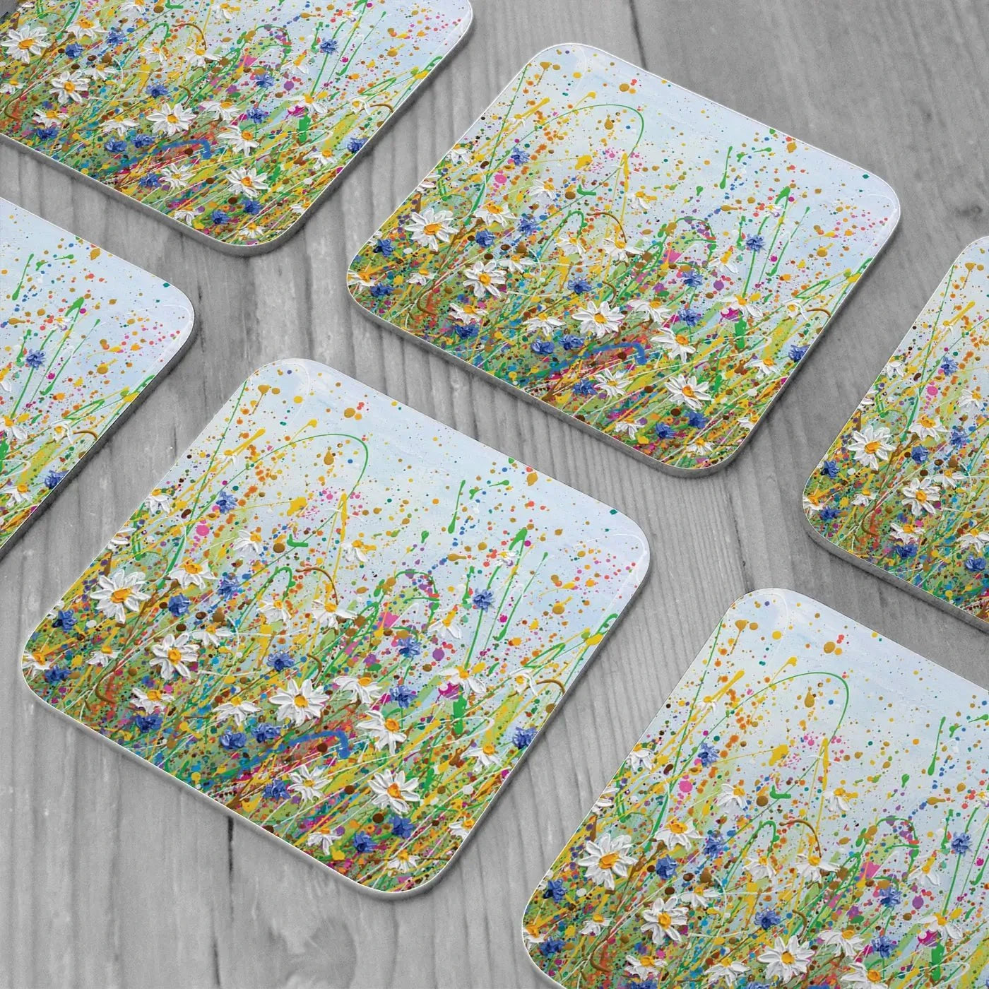 Daisy Splash Coaster Set Daisy Splash Coaster Set |  Daisy Splash Art Coasters wall art product Olga Tkachyk
