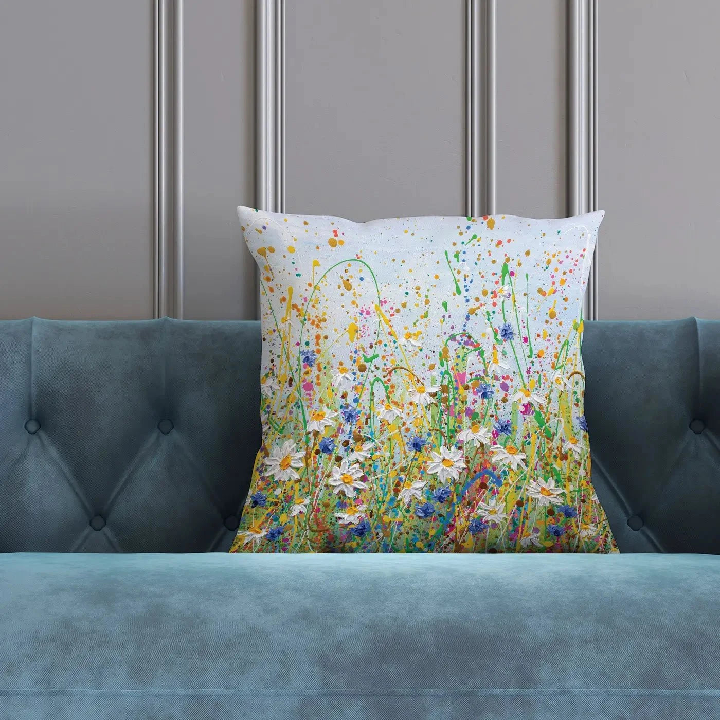 Daisy Splash Cushion Daisy Splash Cushion wall art product Olga Tkachyk