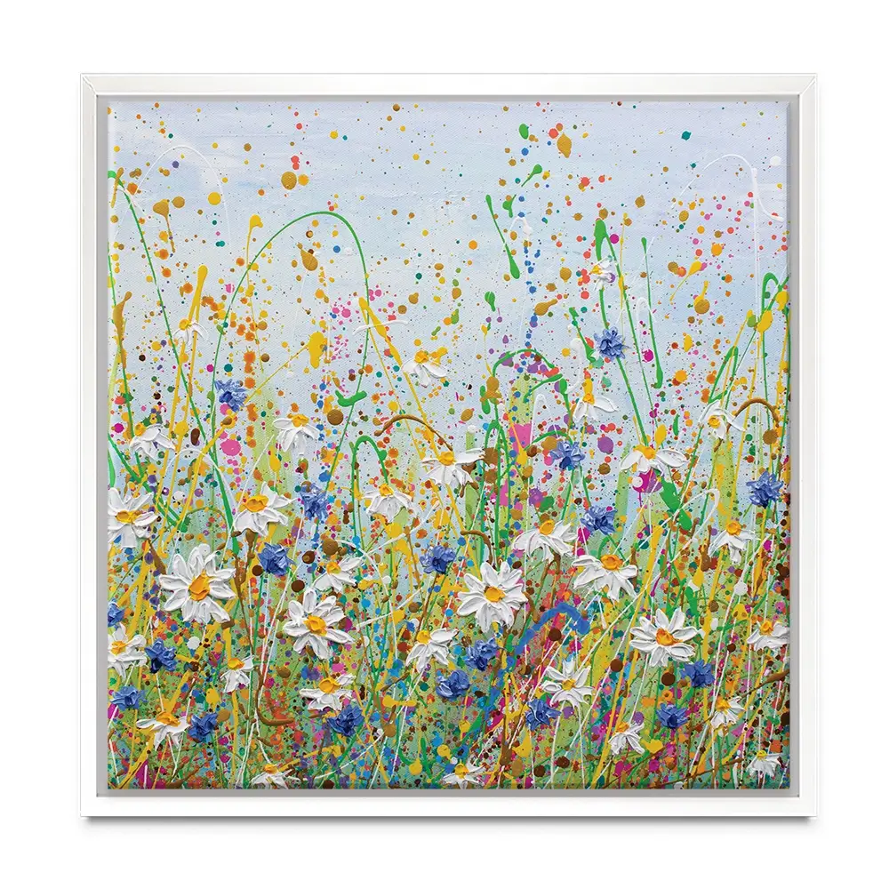 Daisy Splash Square Canvas Print Daisy Splash Square Canvas Print | Daisy Splash Square Artwork wall art product Olga Tkachyk