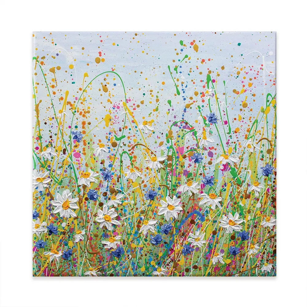 Daisy Splash Square Canvas Print Daisy Splash Square Canvas Print | Daisy Splash Square Artwork wall art product Olga Tkachyk