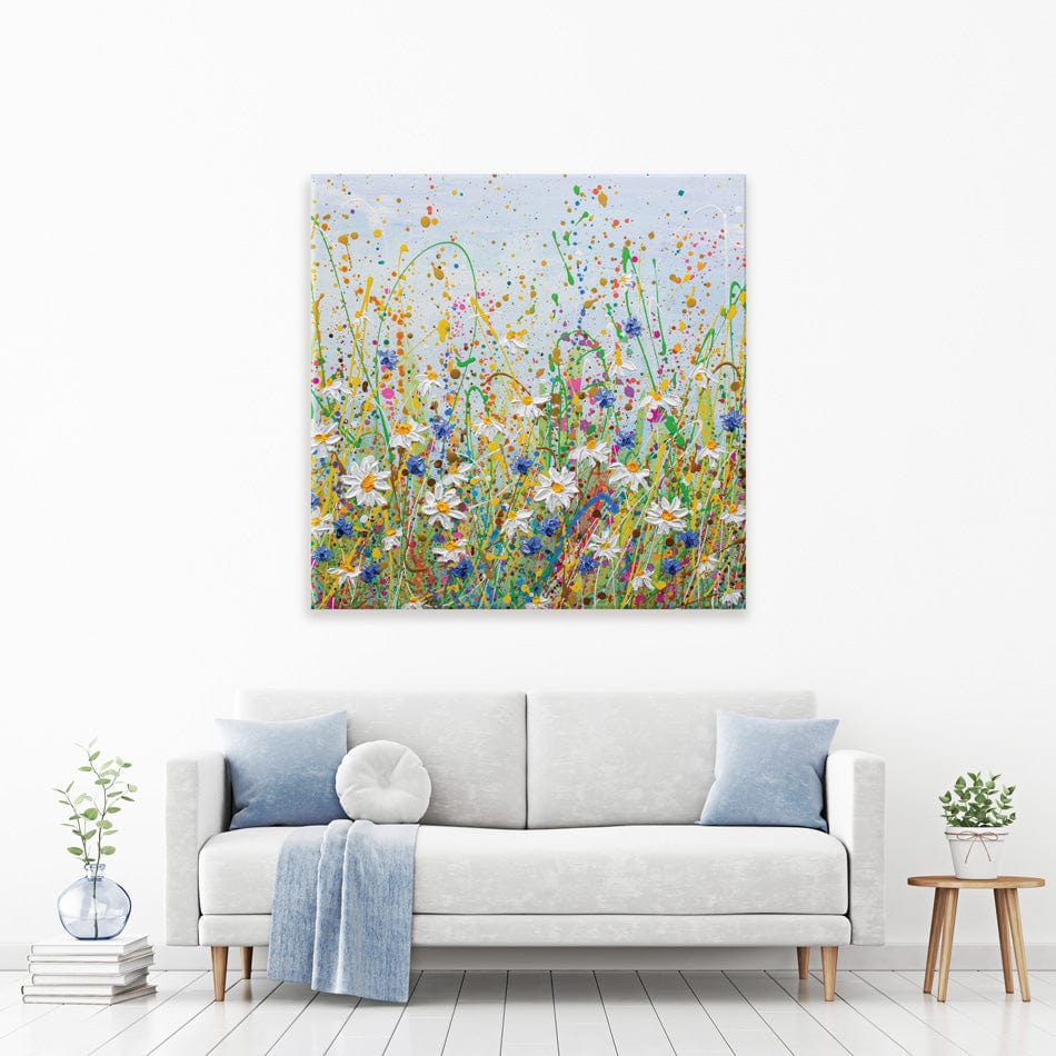 Daisy Splash Square Canvas Print wall art product Olga Tkachyk