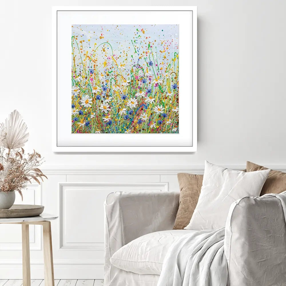 Daisy Splash Square Framed Art Print Daisy Splash Square Framed Art Print wall art product Olga Tkachyk