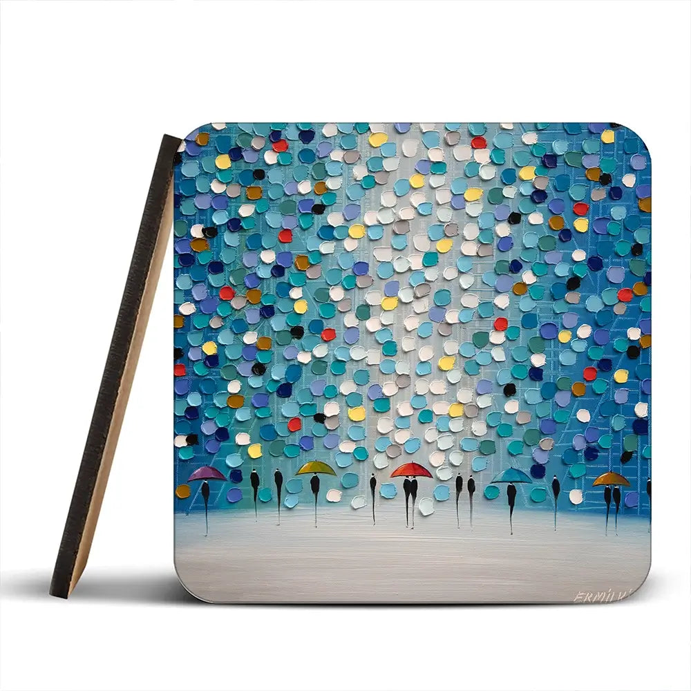 Dancing Umbrellas Coaster Set Dancing Umbrellas Coaster Set wall art product Ekaterina Ermilkina