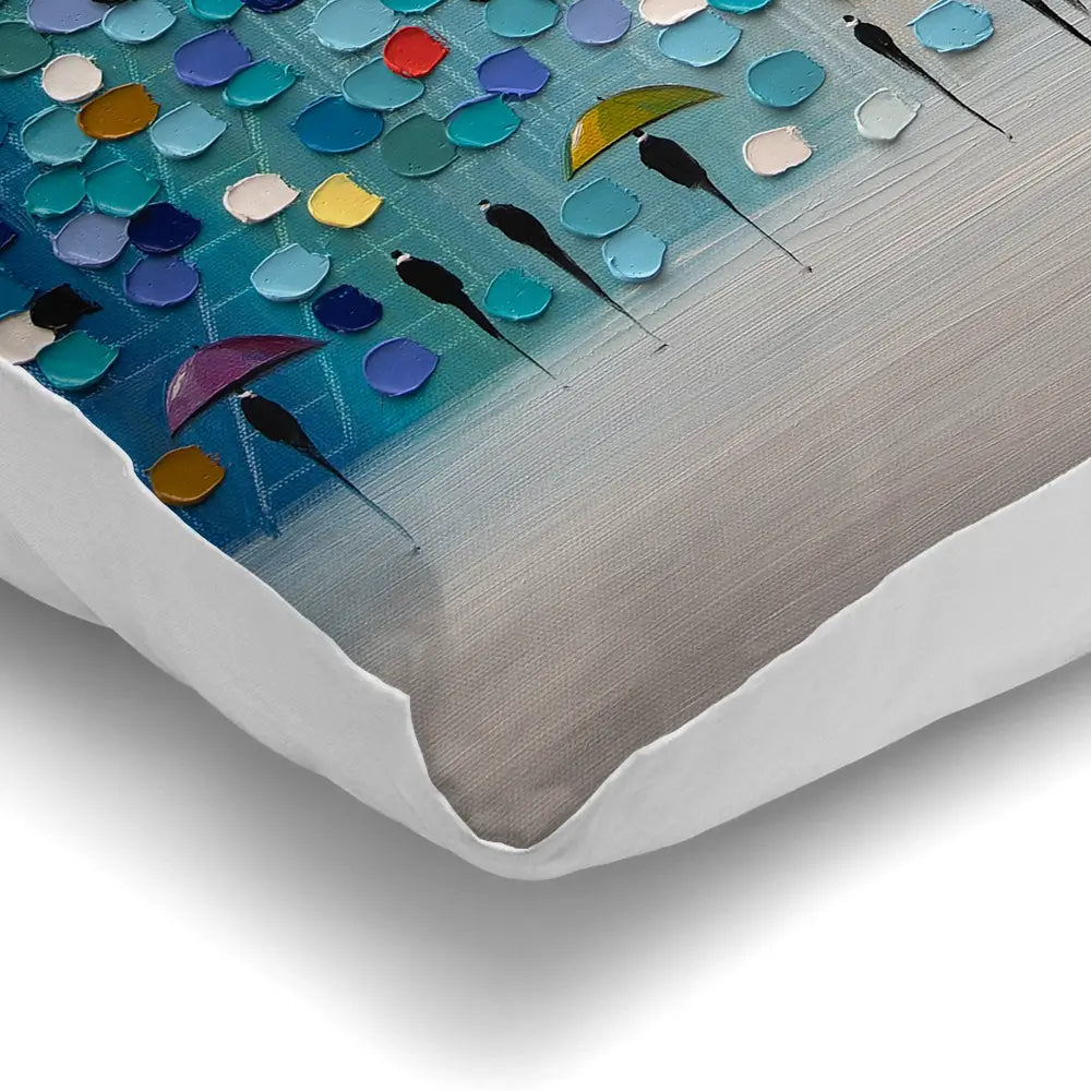 Dancing Umbrellas Cushion Dancing Umbrellas Cushion wall art product Ekaterina Ermilkina