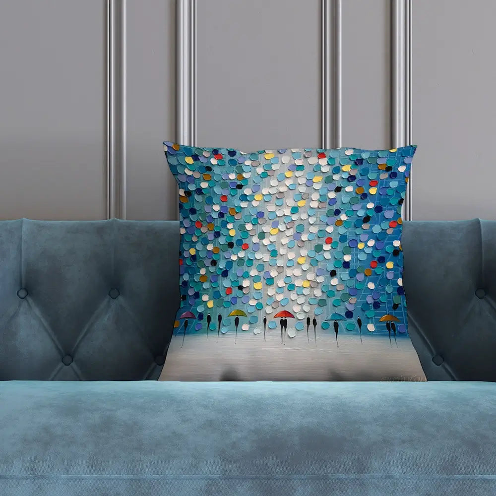 Dancing Umbrellas Cushion Dancing Umbrellas Cushion wall art product Ekaterina Ermilkina