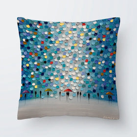 Dancing Umbrellas Cushion Dancing Umbrellas Cushion wall art product Ekaterina Ermilkina