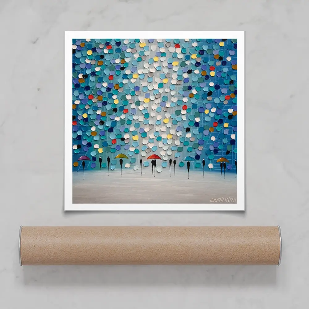 Dancing Umbrellas Square Art Print Dancing Umbrellas Square Art Print wall art product Ekaterina Ermilkina