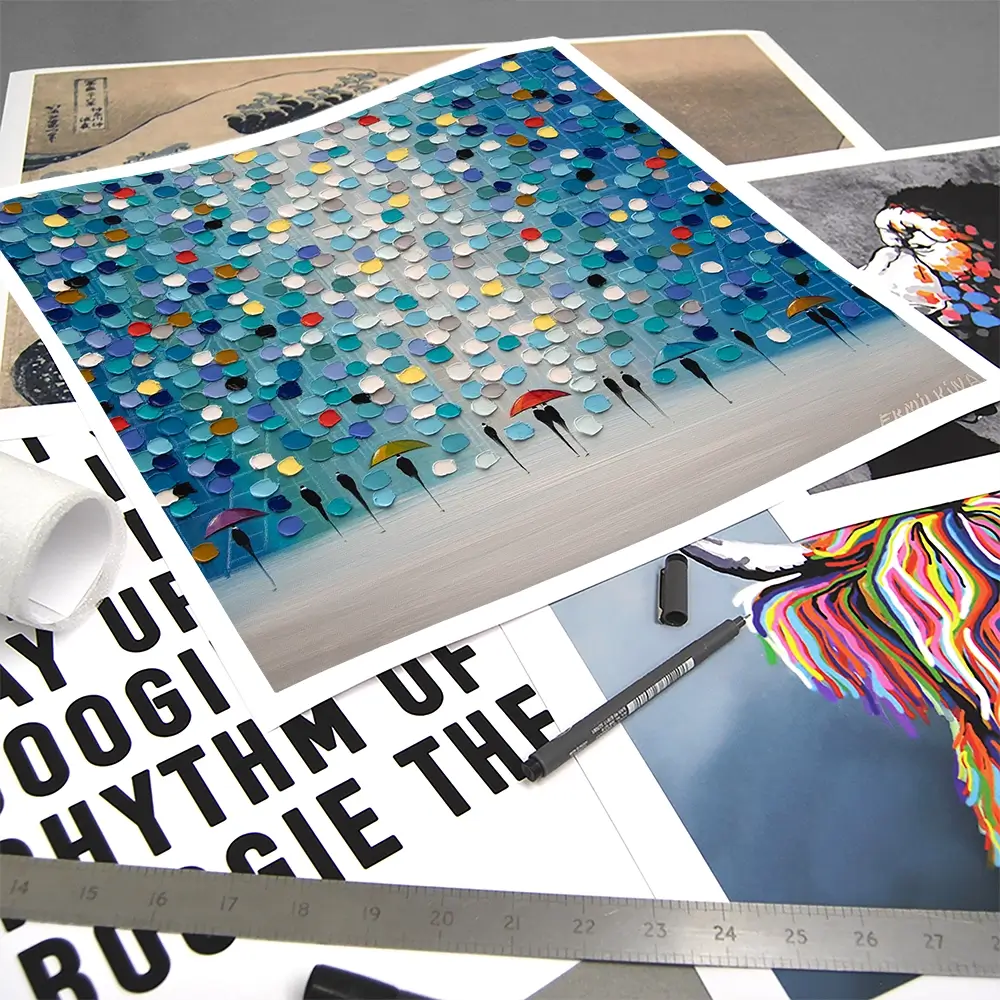 Dancing Umbrellas Square Art Print Dancing Umbrellas Square Art Print wall art product Ekaterina Ermilkina