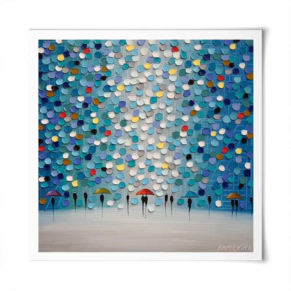 Dancing Umbrellas Square Art Print Dancing Umbrellas Square Art Print wall art product Ekaterina Ermilkina