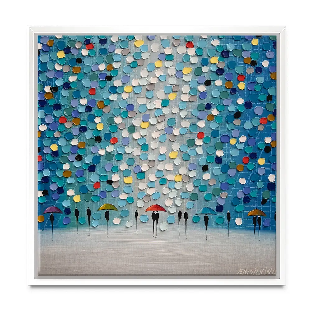 Dancing Umbrellas Square Canvas Print Dancing Umbrellas Square Canvas Print wall art product Ekaterina Ermilkina
