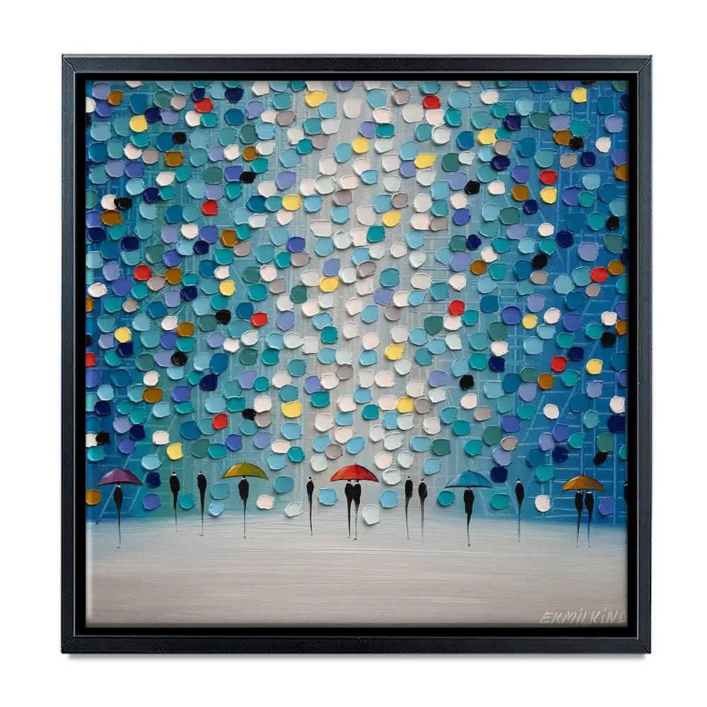 Dancing Umbrellas Square Canvas Print Dancing Umbrellas Square Canvas Print wall art product Ekaterina Ermilkina