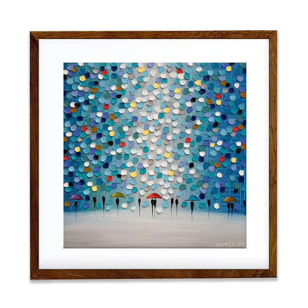 Dancing Umbrellas Square Framed Art Print Dancing Umbrellas Square Framed Art Print wall art product Ekaterina Ermilkina