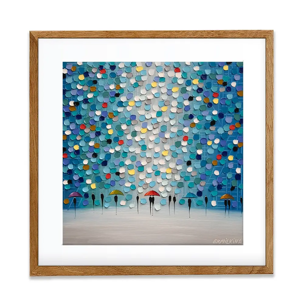 Dancing Umbrellas Square Framed Art Print Dancing Umbrellas Square Framed Art Print wall art product Ekaterina Ermilkina