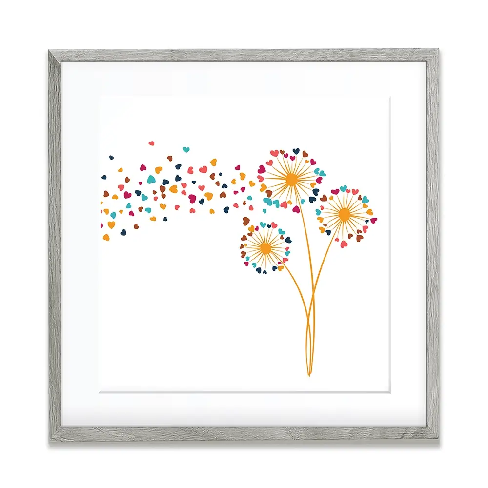 Dandelion Hearts Square Framed Art Print Dandelion Hearts Square Framed Art Print wall art product Sunward Art / Shutterstock