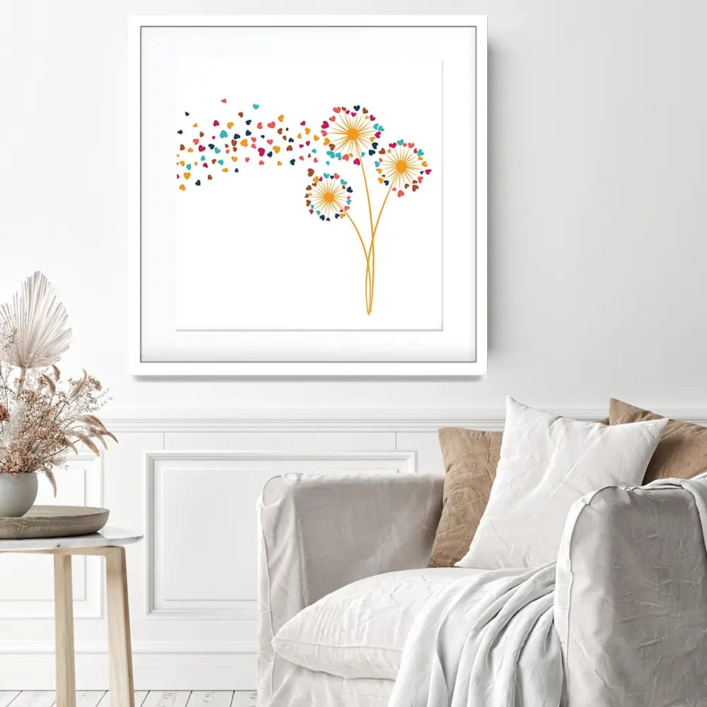 Dandelion Hearts Square Framed Art Print Dandelion Hearts Square Framed Art Print wall art product Sunward Art / Shutterstock