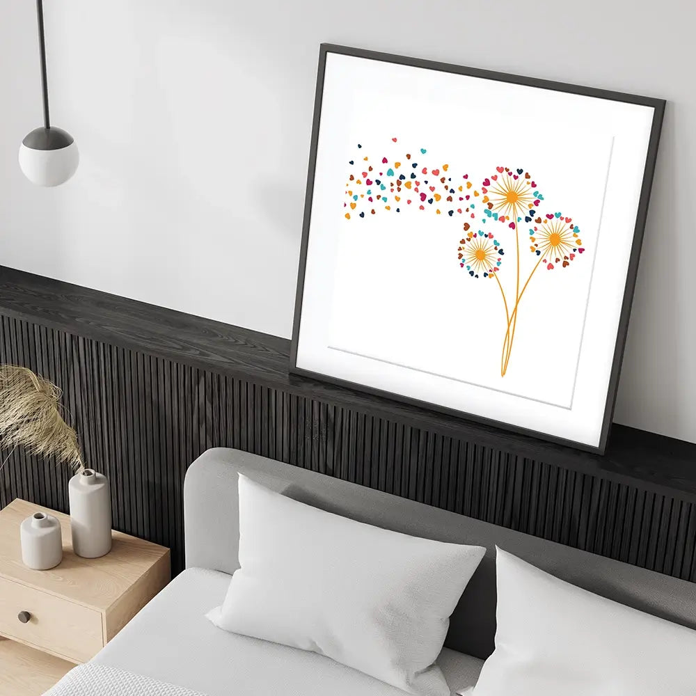 Dandelion Hearts Square Framed Art Print Dandelion Hearts Square Framed Art Print wall art product Sunward Art / Shutterstock