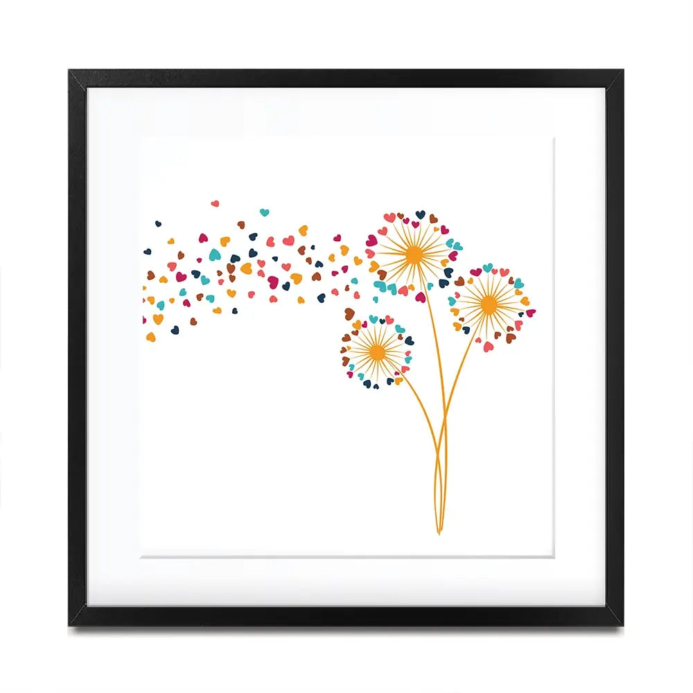Dandelion Hearts Square Framed Art Print Dandelion Hearts Square Framed Art Print wall art product Sunward Art / Shutterstock