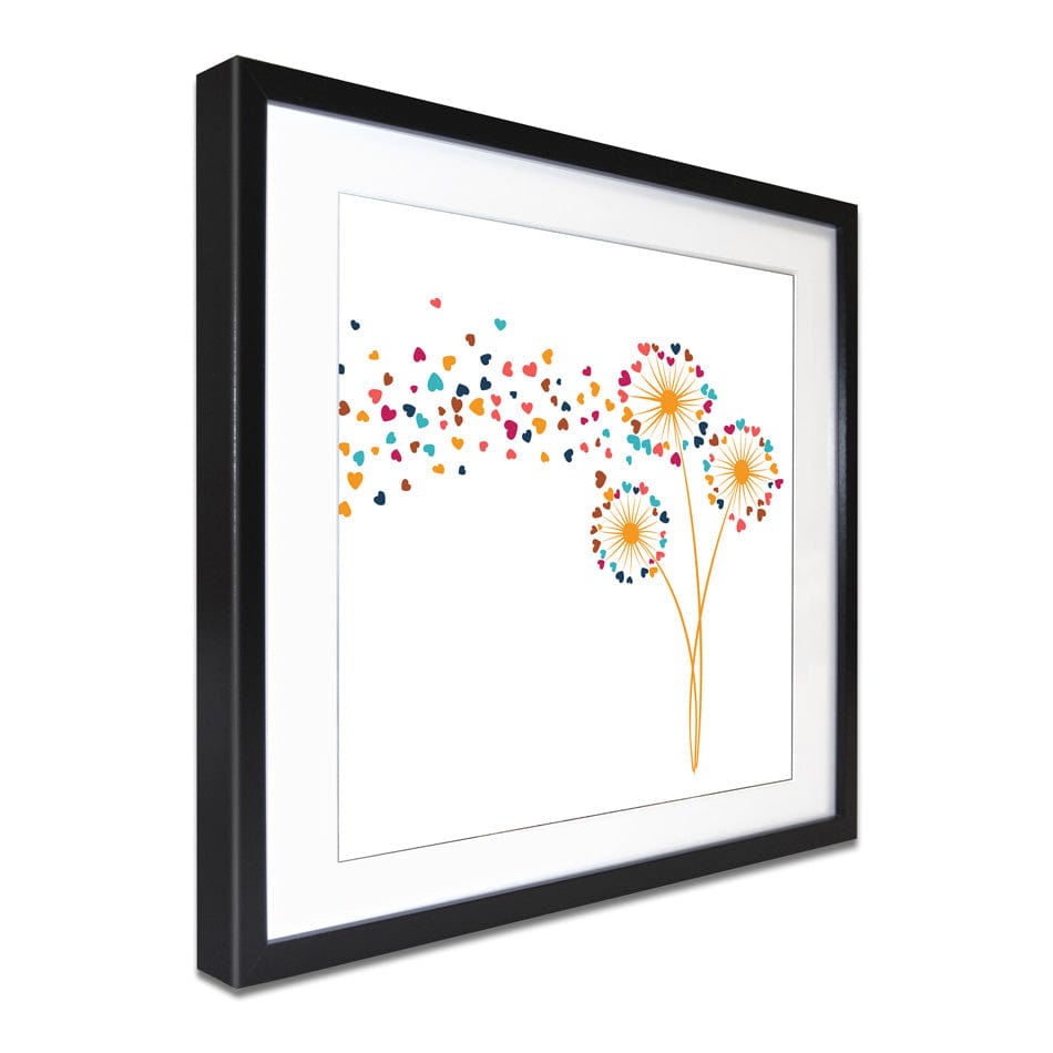 Dandelion Hearts Square Framed Art Print wall art product Sunward Art / Shutterstock