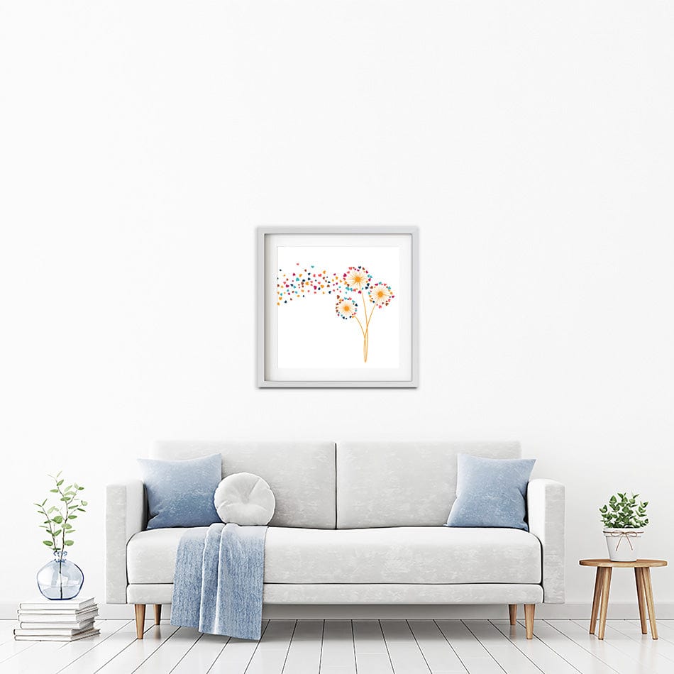 Dandelion Hearts Square Framed Art Print wall art product Sunward Art / Shutterstock