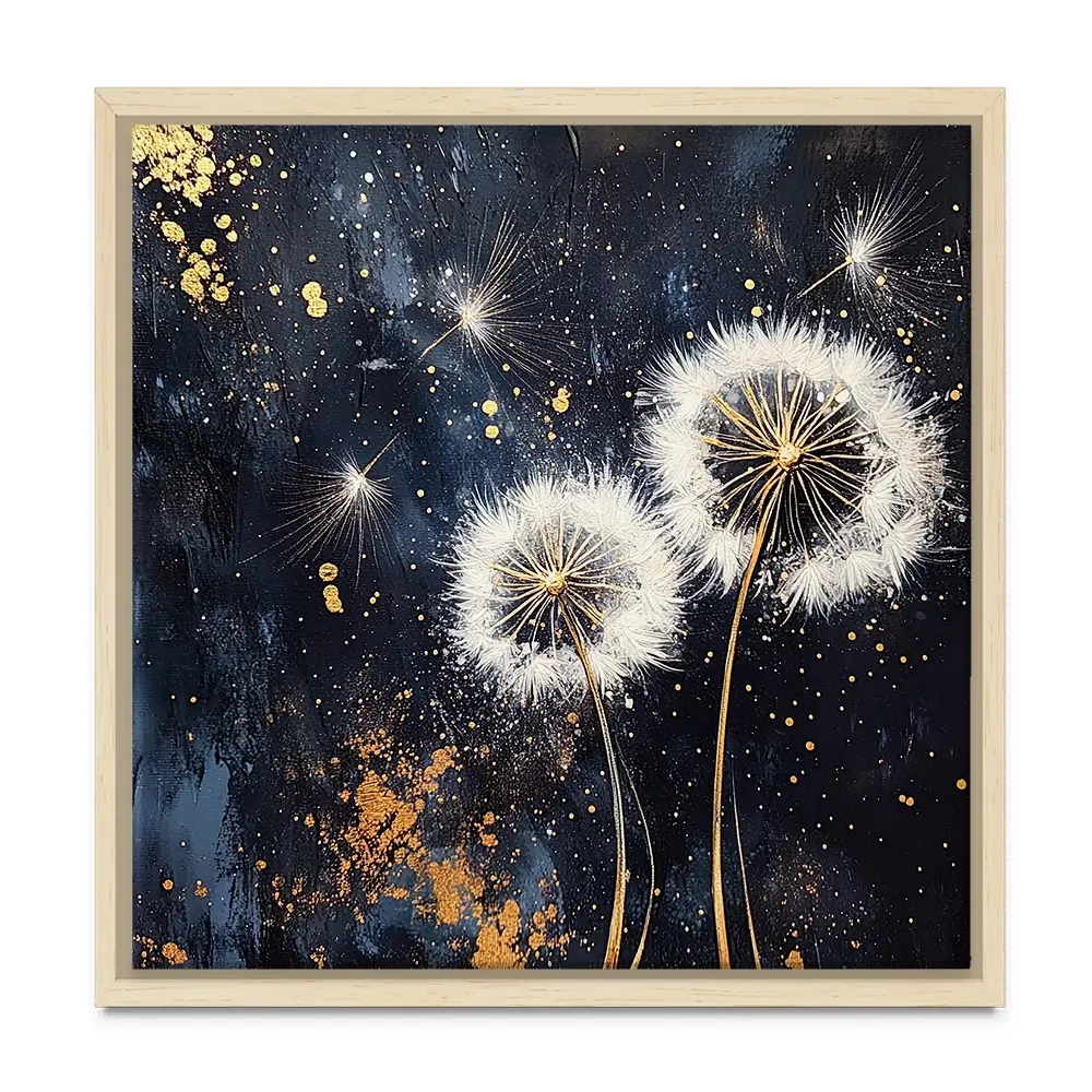 Dandelions In The Dark 1 Square Canvas Print Dandelions In The Dark 1 Square Canvas Print wall art product Violeta Allaberdieva