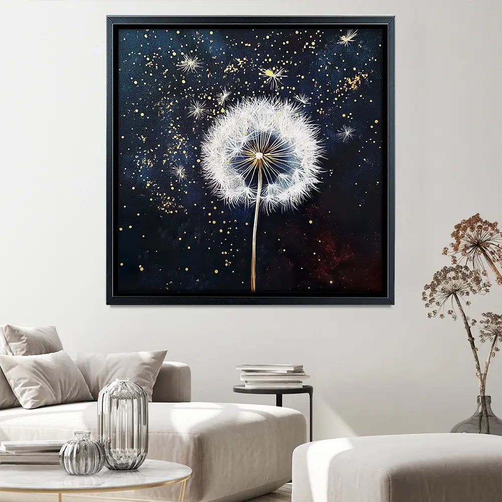 Dandelions In The Dark 3 Square Canvas Print Dandelions In The Dark 3 Square Canvas Print wall art product Violeta Allaberdieva